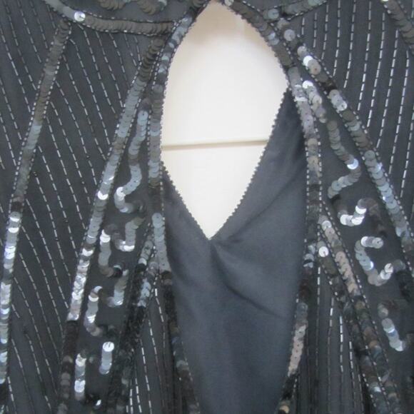 STENAY Vintage Art Deco Flapper Style Black Silk Sequins Dress - Picture 6 of 6